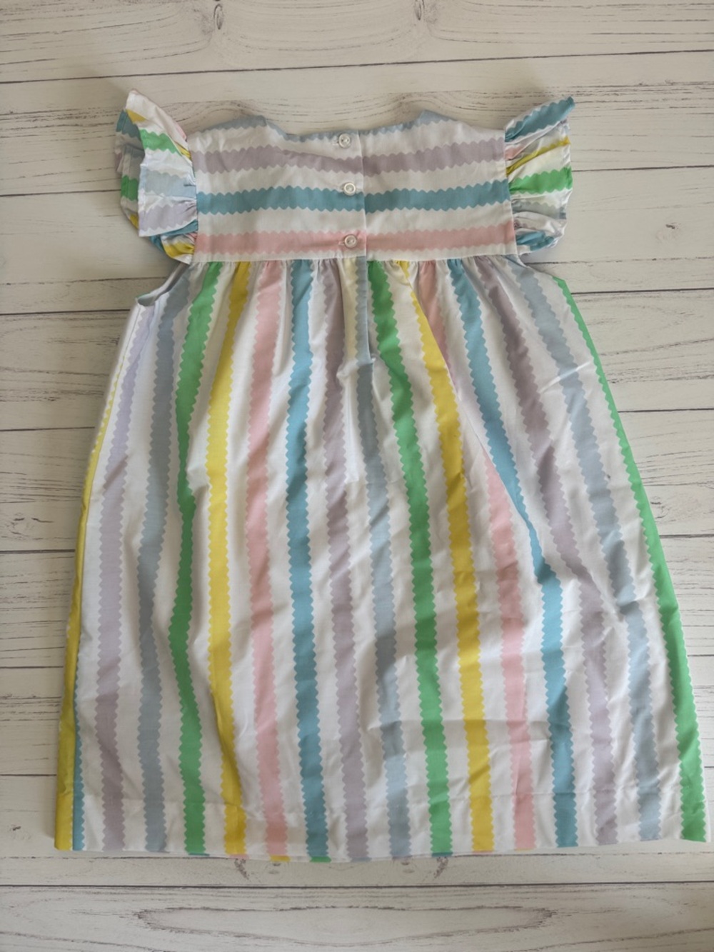 NWT  TBBC Pastel Multi-Striped Flutter Sleeve Dress - Picture 3 of 6